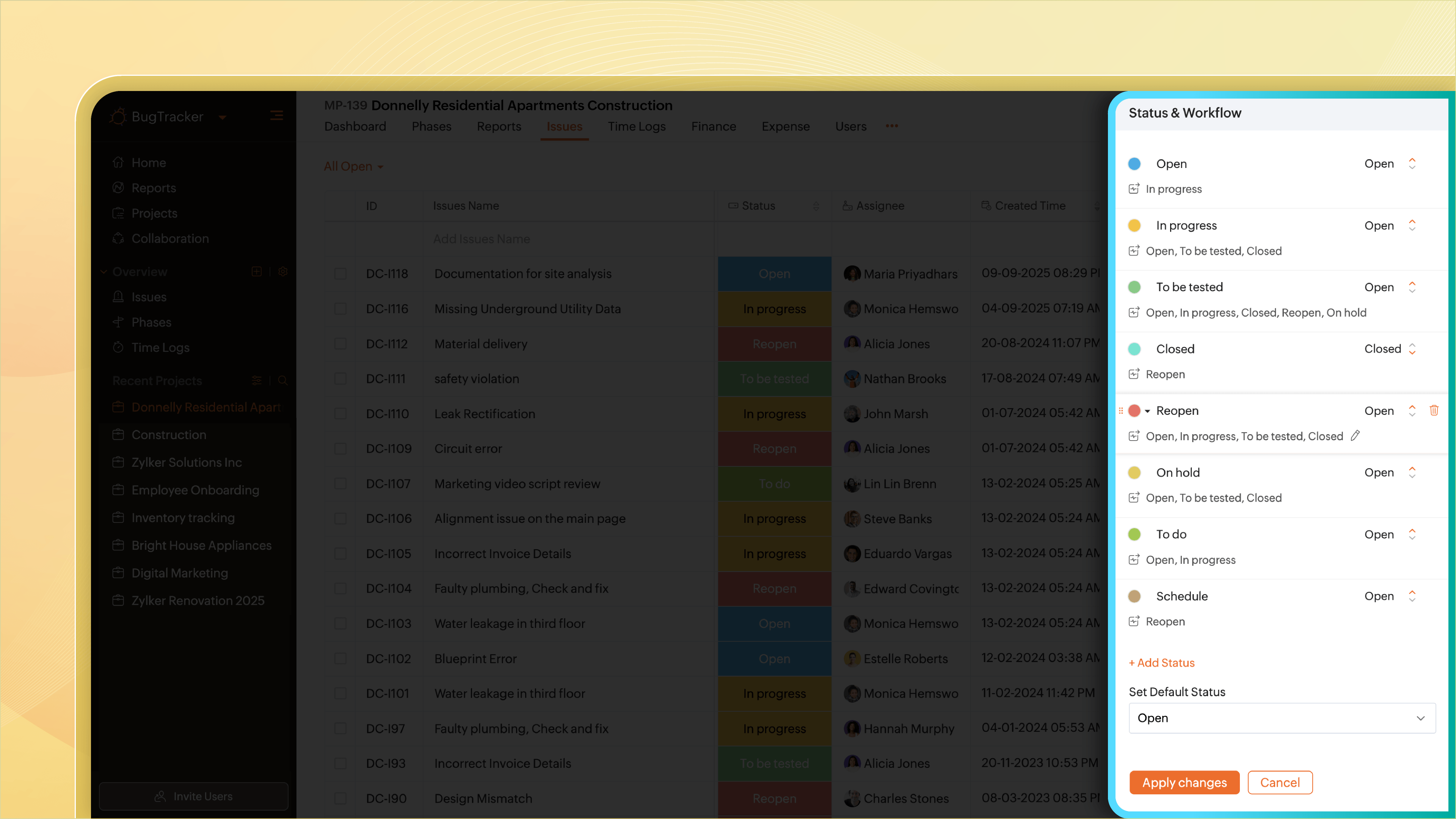 screenshot of Zoho BugTracker